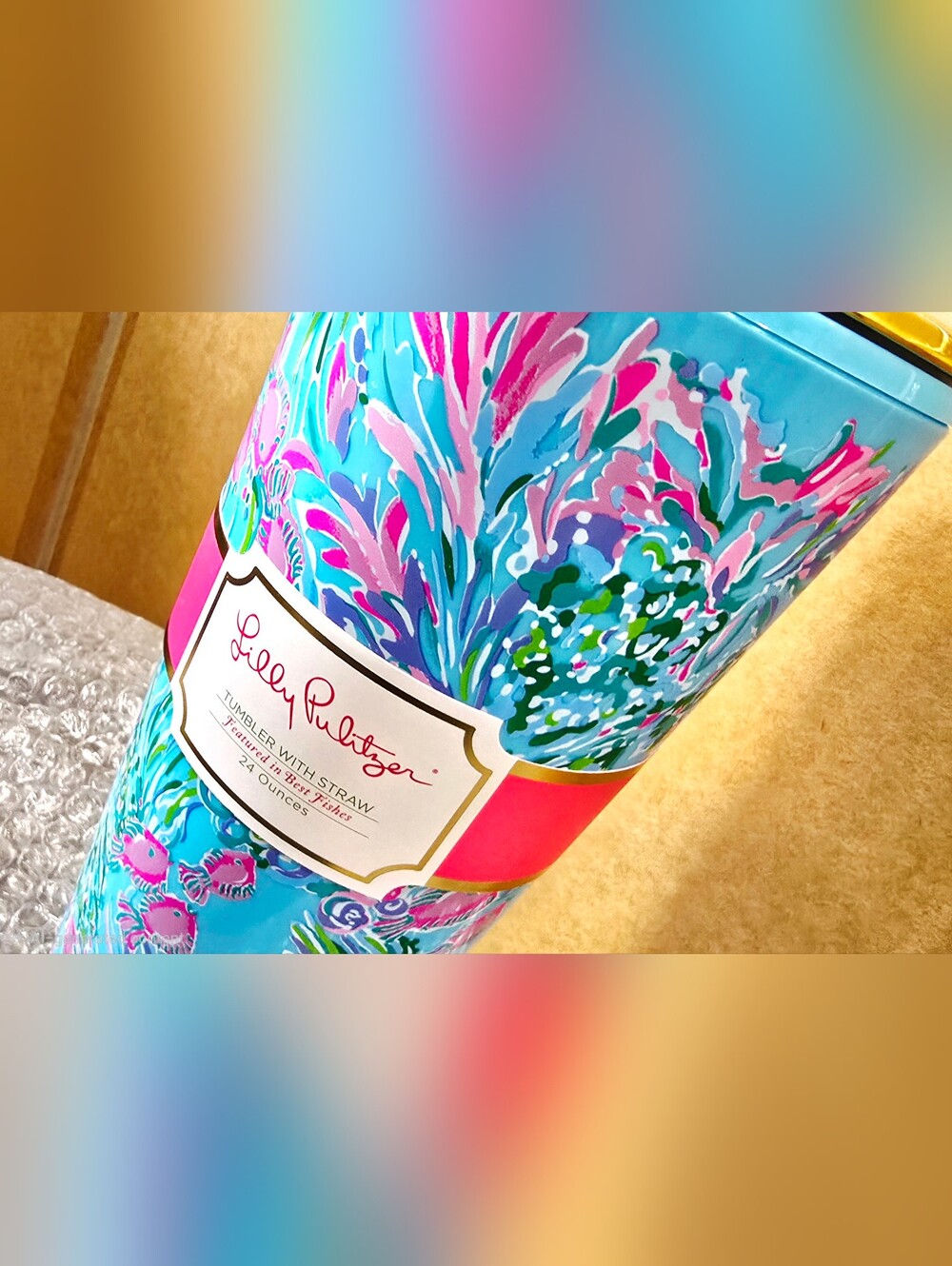 NEW! Lilly Pulitzer Insulated Tumbler with Lid And Straw 'Best Fishes' 24 oz